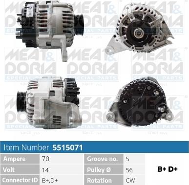 Meat & Doria 5515071 - Alternator autospares.lv