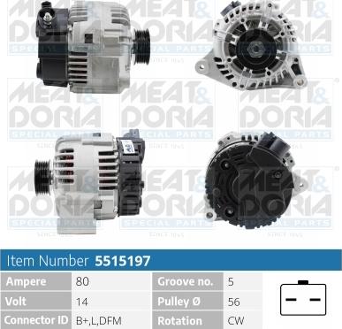 Meat & Doria 5515197 - Alternator autospares.lv