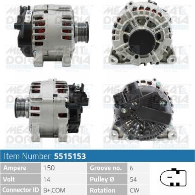 Meat & Doria 5515153P - Alternator autospares.lv