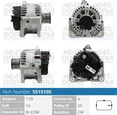 Meat & Doria 5515105 - Alternator autospares.lv