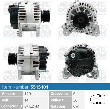 Meat & Doria 5515101 - Alternator autospares.lv