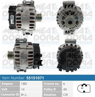 Meat & Doria 55151071 - Alternator autospares.lv