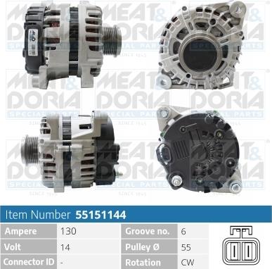 Meat & Doria 55151144 - Alternator autospares.lv