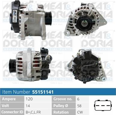 Meat & Doria 55151141 - Alternator autospares.lv