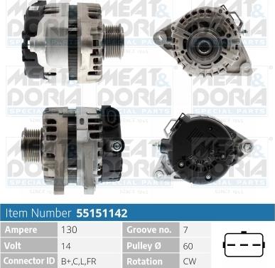 Meat & Doria 55151142 - Alternator autospares.lv