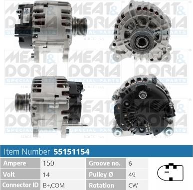 Meat & Doria 55151154 - Alternator autospares.lv