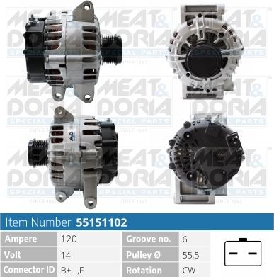 Meat & Doria 55151102 - Alternator autospares.lv