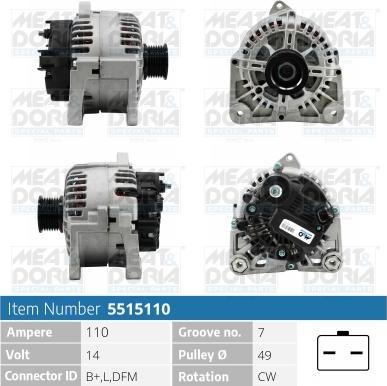 Meat & Doria 5515110 - Alternator autospares.lv