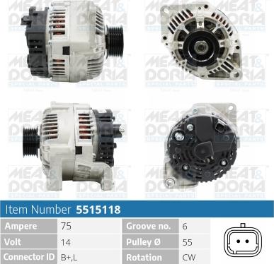 Meat & Doria 5515118 - Alternator autospares.lv