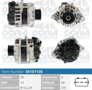 Meat & Doria 55151135 - Alternator autospares.lv