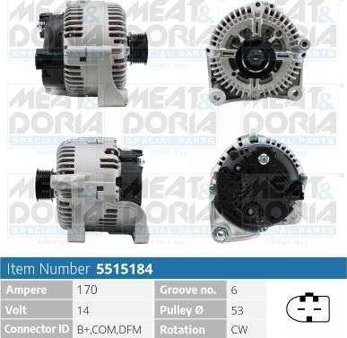 Meat & Doria 5515184 - Alternator autospares.lv