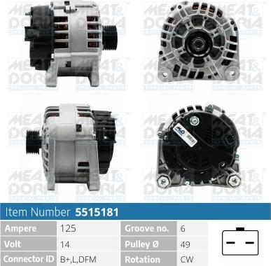 Meat & Doria 5515181 - Alternator autospares.lv