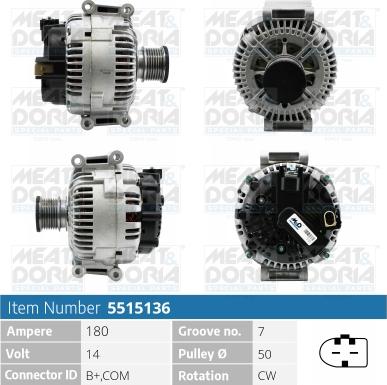 Meat & Doria 5515136P - Alternator autospares.lv