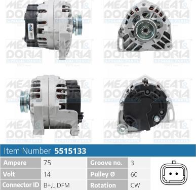 Meat & Doria 5515133 - Alternator autospares.lv