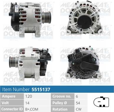 Meat & Doria 5515137P - Alternator autospares.lv