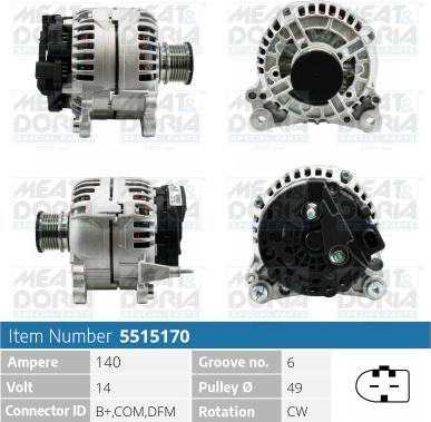 Meat & Doria 5515170 - Alternator autospares.lv