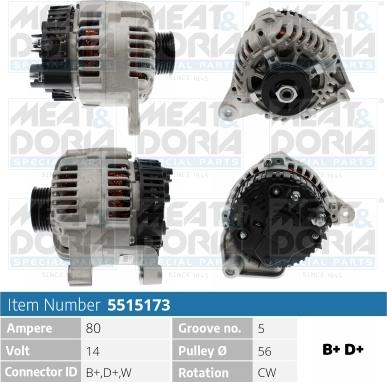 Meat & Doria 5515173 - Alternator autospares.lv