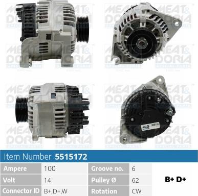 Meat & Doria 5515172 - Alternator autospares.lv