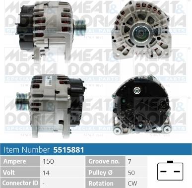 Meat & Doria 5515881 - Alternator autospares.lv