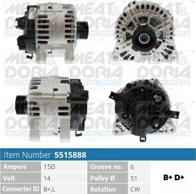 Meat & Doria 5515888 - Alternator autospares.lv