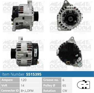 Meat & Doria 5515395 - Alternator autospares.lv