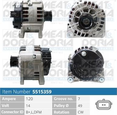 Meat & Doria 5515359 - Alternator autospares.lv