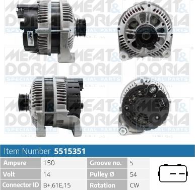 Meat & Doria 5515351 - Alternator autospares.lv