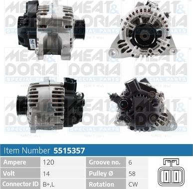 Meat & Doria 5515357 - Alternator autospares.lv