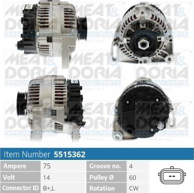 Meat & Doria 5515362 - Alternator autospares.lv