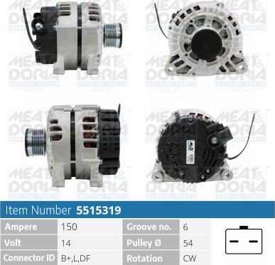 Meat & Doria 5515319 - Alternator autospares.lv