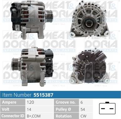 Meat & Doria 5515387 - Alternator autospares.lv