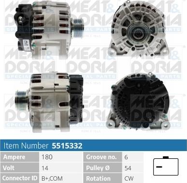 Meat & Doria 5515332 - Alternator autospares.lv