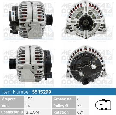 Meat & Doria 5515299 - Alternator autospares.lv