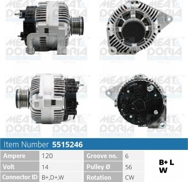 Meat & Doria 5515246 - Alternator autospares.lv