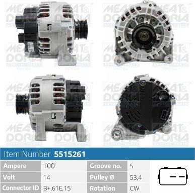 Meat & Doria 5515261 - Alternator autospares.lv