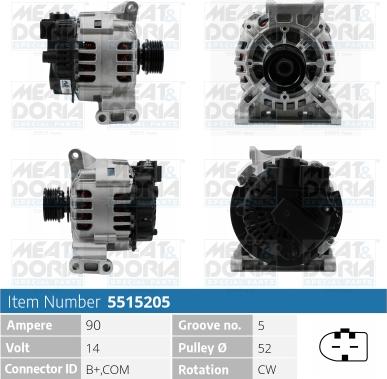 Meat & Doria 5515205 - Alternator autospares.lv