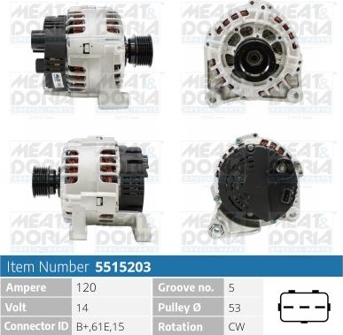 Meat & Doria 5515203 - Alternator autospares.lv