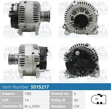 Meat & Doria 5515217 - Alternator autospares.lv