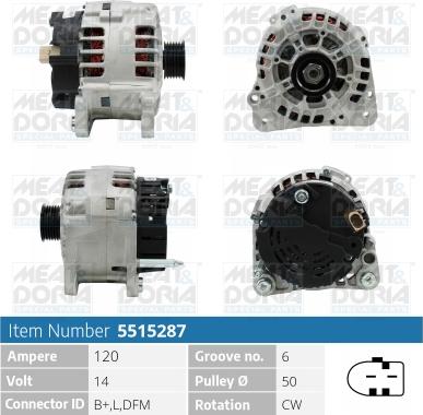 Meat & Doria 5515287 - Alternator autospares.lv