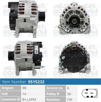 Meat & Doria 5515232 - Alternator autospares.lv