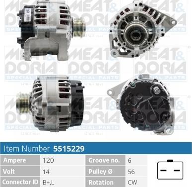 Meat & Doria 5515229 - Alternator autospares.lv