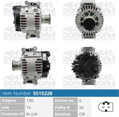 Meat & Doria 5515228 - Alternator autospares.lv