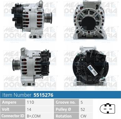 Meat & Doria 5515276 - Alternator autospares.lv