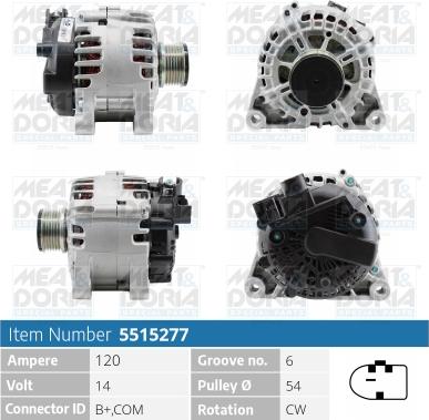 Meat & Doria 5515277 - Alternator autospares.lv