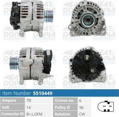 Meat & Doria 5510449 - Alternator autospares.lv