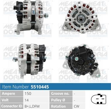 Meat & Doria 5510445 - Alternator autospares.lv