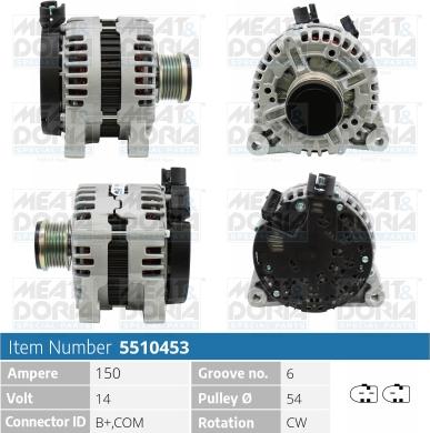 Meat & Doria 5510453 - Alternator autospares.lv