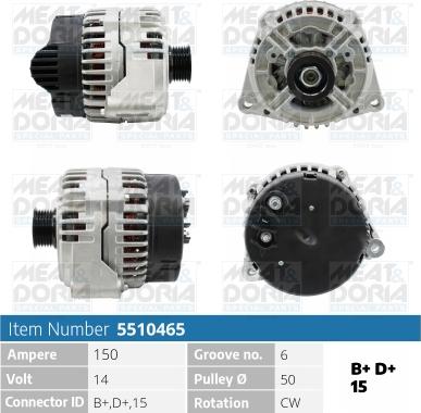 Meat & Doria 5510465 - Alternator autospares.lv