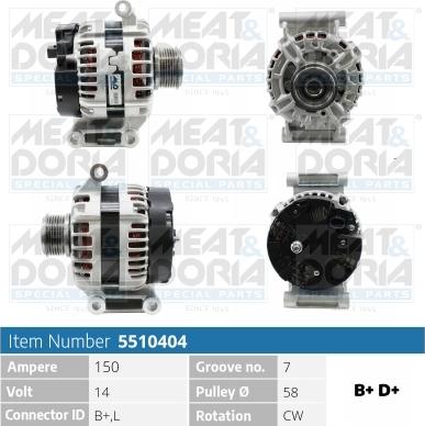 Meat & Doria 5510404 - Alternator autospares.lv