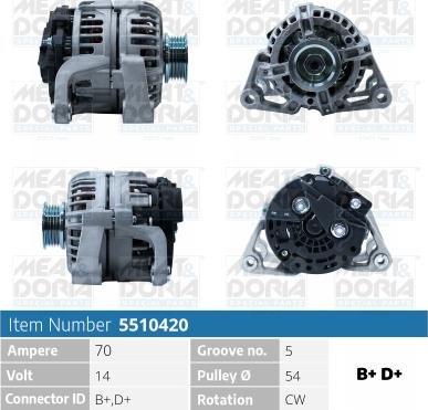 Meat & Doria 5510420 - Alternator autospares.lv